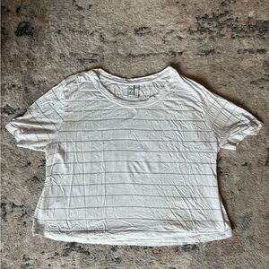 Zella White Striped Crop Tee